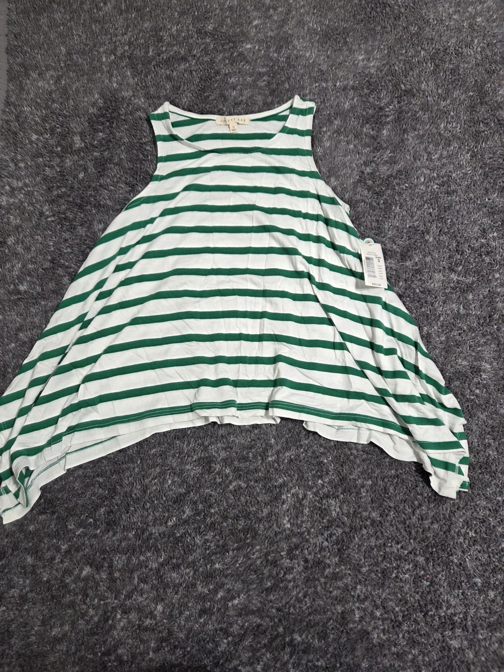 Copper Key Green & White Striped Tank